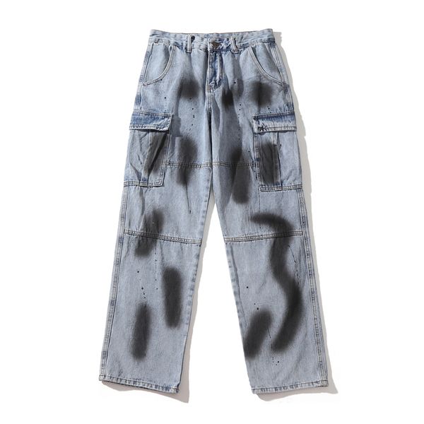 men's jeans ewq / wear streetwear vintage loose spray paint splash ink large pocket straight denim trousers for male 9y1898 xch0, Blue
men's jeans ewq / wear streetwear vintage loose spray paint splash ink large pocket straight denim trousers for male 9y1898 xch0, Blue