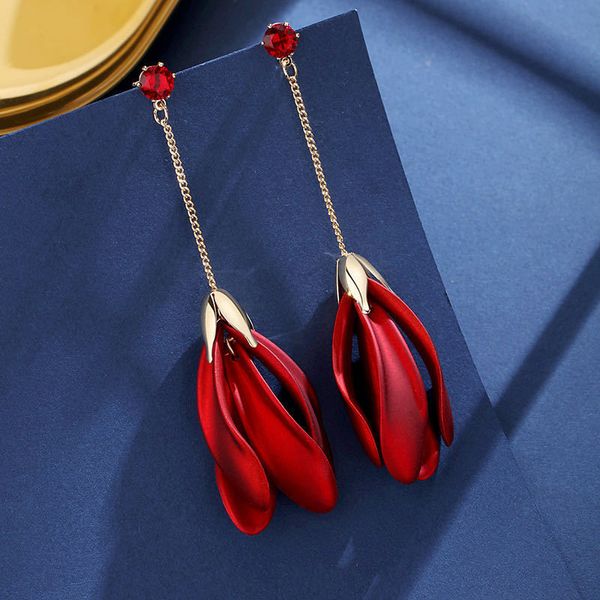 s925 silver needle diamond red petal earrings japan and south korea new temperament long tassel fashion, Golden
s925 silver needle diamond red petal earrings japan and south korea new temperament long tassel fashion, Golden