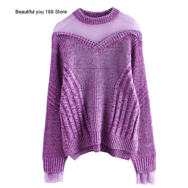 women's sweaters early spring mesh stitching off shoulder crew neck t-shirt versatile gold flounced pullover, White;black
women's sweaters early spring mesh stitching off shoulder crew neck t-shirt versatile gold flounced pullover, White;black