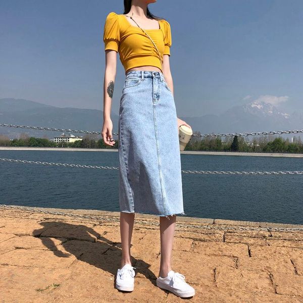 summer vintage high waist tassel slit denim skirt female korean style a line blue mid-calf length jeans skirts z105, Black
summer vintage high waist tassel slit denim skirt female korean style a line blue mid-calf length jeans skirts z105, Black