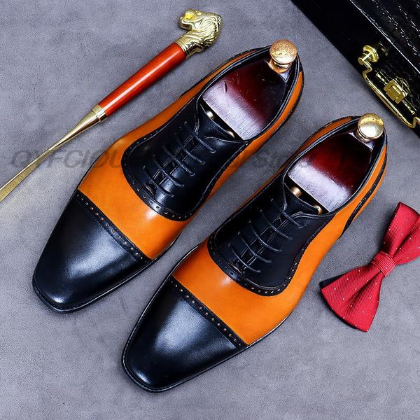 splicing men handmade shoes genuine leather pointed toe mens oxford shoes lace up business wedding formal cap toe dress shoes, Black
splicing men handmade shoes genuine leather pointed toe mens oxford shoes lace up business wedding formal cap toe dress shoes, Black