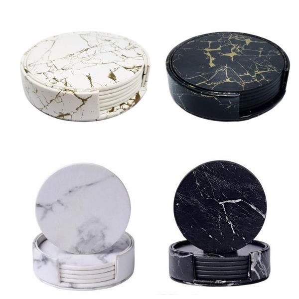 6pcs/set pu leather marble coasters coffee drinking cup mats dining table placemats round tea pad heat resistant mug holder & pads
6pcs/set pu leather marble coasters coffee drinking cup mats dining table placemats round tea pad heat resistant mug holder & pads
