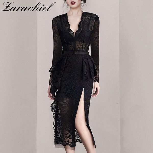 dresses elegant ladies party ruffles pencil black lace women long sleeve v-neck high waist split es with belt, Black;gray
dresses elegant ladies party ruffles pencil black lace women long sleeve v-neck high waist split es with belt, Black;gray