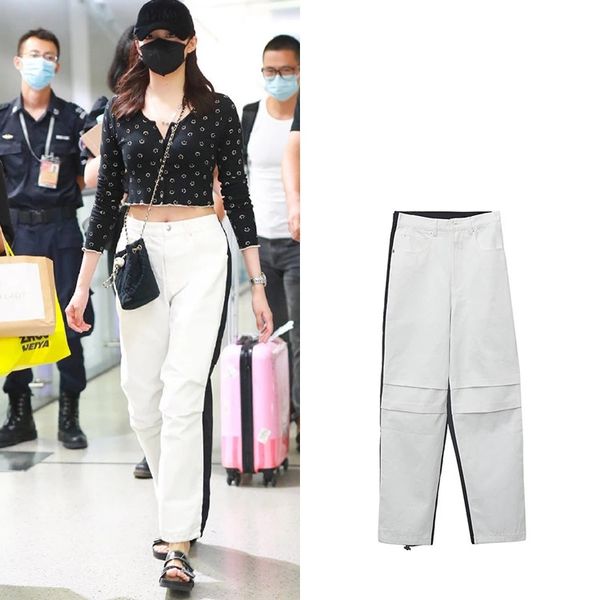 european and american autumn new black and white stitching high-waist drawstring wide-leg pants, Black;white
european and american autumn new black and white stitching high-waist drawstring wide-leg pants, Black;white