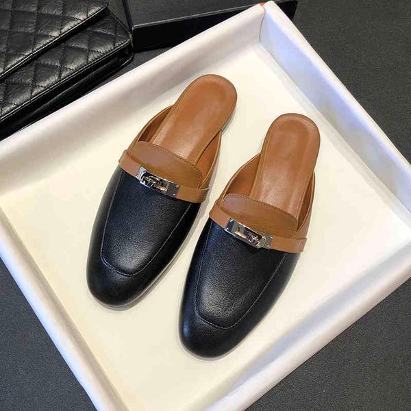 slippers sandals 2021 summer new baotou slippers women's flat bottomed half slipper muller shoes h home color matching lock bracket lea, Black
slippers sandals 2021 summer new baotou slippers women's flat bottomed half slipper muller shoes h home color matching lock bracket lea, Black
