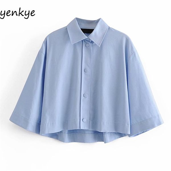 blue cropped blouse shirt women lapel collar short sleeve streetwear vintage oversize blouses summer shirts blusas femininas 210514, White
blue cropped blouse shirt women lapel collar short sleeve streetwear vintage oversize blouses summer shirts blusas femininas 210514, White
