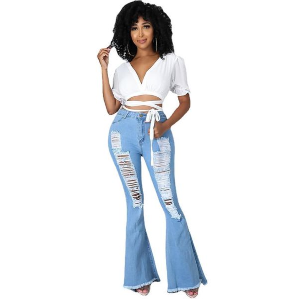 women's jeans jrry women flare button pockets zippers holels bell bottom denim pants ripped distressed high street, Blue
women's jeans jrry women flare button pockets zippers holels bell bottom denim pants ripped distressed high street, Blue
