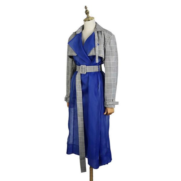 women's trench coats women transparent organza patchwork fashion plaid overcoat adjustable waist with belt loose clothing casual, Tan;black
women's trench coats women transparent organza patchwork fashion plaid overcoat adjustable waist with belt loose clothing casual, Tan;black