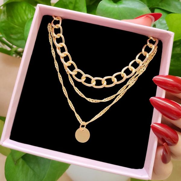 chains multi-layer metal chain necklace for women trendy gold color round coin pendant statement jewelry gift, Silver
chains multi-layer metal chain necklace for women trendy gold color round coin pendant statement jewelry gift, Silver