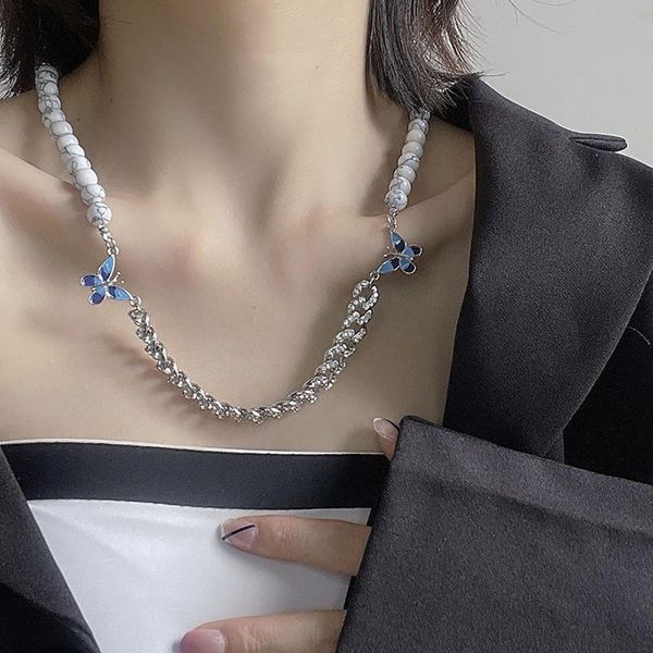 chains aensoa women men enamel alloy blue butterfly necklace simple design white color turquoise beads crystals chain necklaces jewelry, Silver
chains aensoa women men enamel alloy blue butterfly necklace simple design white color turquoise beads crystals chain necklaces jewelry, Silver