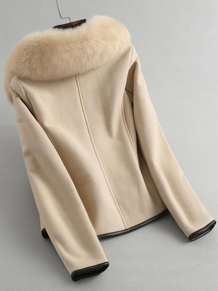 women's fur & faux genuine natural real leather female jacket collar winter wool coat women clothes korean double-faced x3x7, Black
women's fur & faux genuine natural real leather female jacket collar winter wool coat women clothes korean double-faced x3x7, Black