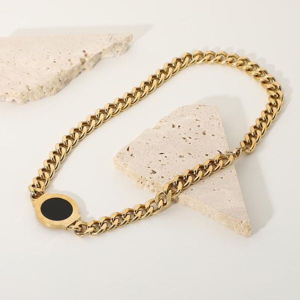 chokers 14k gold-plated stainless steel black and white double-sided round thick cuban chain choker necklace female women's jewelry, Golden;silver
chokers 14k gold-plated stainless steel black and white double-sided round thick cuban chain choker necklace female women's jewelry, Golden;silver