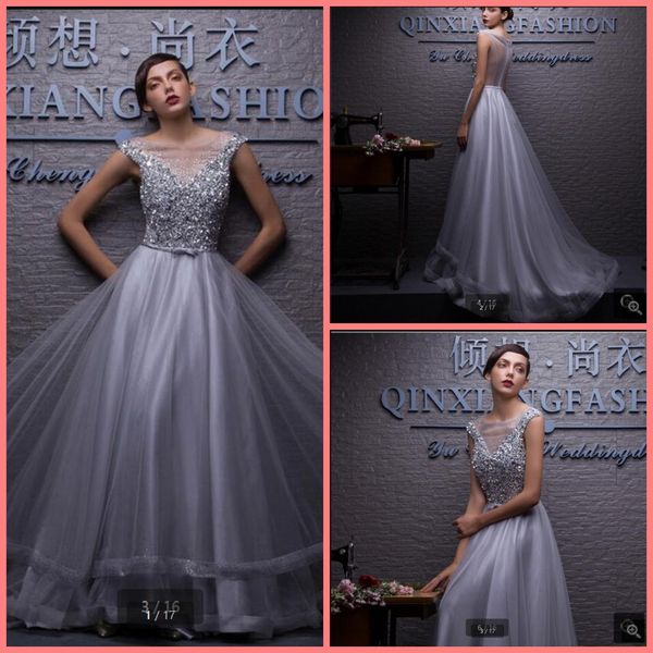 2021 modern light grey a line sheer back evening dresses cap sleeve beading crystals long with sashes and bow prom dress floor length formal, Black
2021 modern light grey a line sheer back evening dresses cap sleeve beading crystals long with sashes and bow prom dress floor length formal, Black