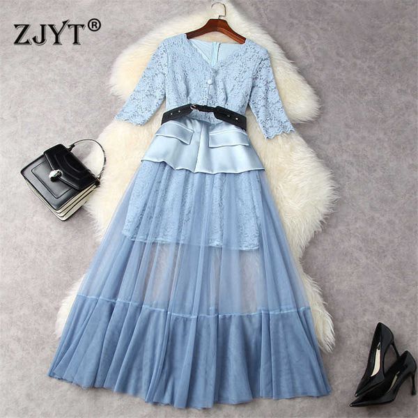 elegant runway fashion women summer lace mesh dress festa long wedding party robe femme designer blue vestidos 210601, Black;gray
elegant runway fashion women summer lace mesh dress festa long wedding party robe femme designer blue vestidos 210601, Black;gray
