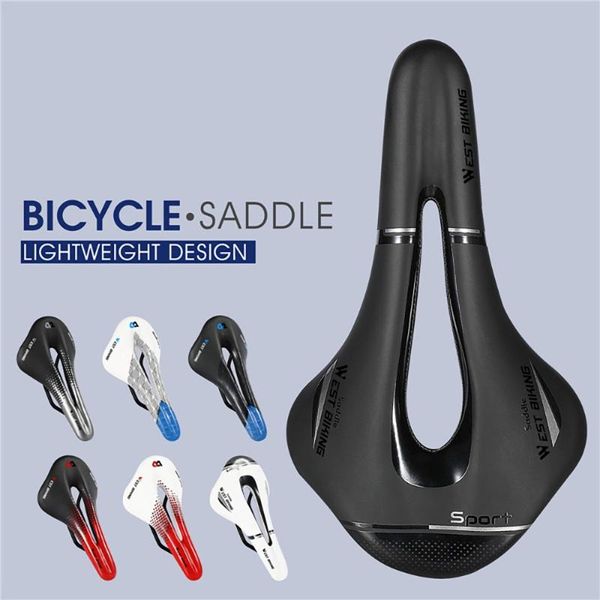 bike saddles west biking bicycle saddle shockproof mtb road seat hollow breathable waterproof soft cushion pu cycling accessories
bike saddles west biking bicycle saddle shockproof mtb road seat hollow breathable waterproof soft cushion pu cycling accessories