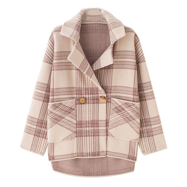 women's wool & blends suit collar plaid woolen coat female 2021 winter korean plus size short thick double-sided and jacket, Black
women's wool & blends suit collar plaid woolen coat female 2021 winter korean plus size short thick double-sided and jacket, Black
