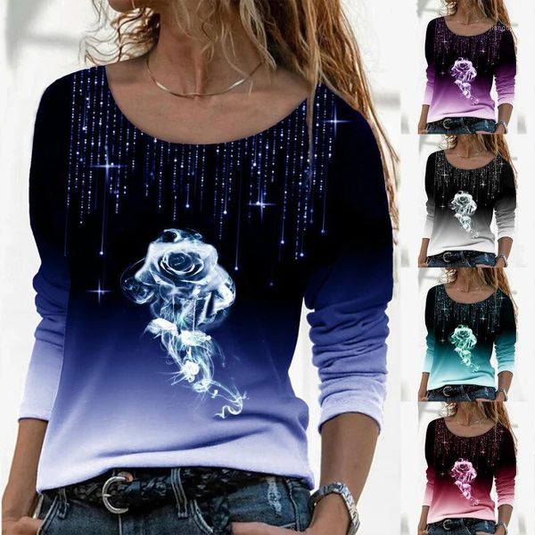 women's blouses & shirts long sleeve loose casual pullover rose printed t-shirt women clothing autumn and winter raglan round neck #58, White
women's blouses & shirts long sleeve loose casual pullover rose printed t-shirt women clothing autumn and winter raglan round neck #58, White