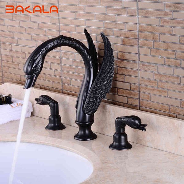 bathroom shower sets bath black/golden/ swan faucet 3pcs torneira taps dual handle basin sink rotatable mixer mppn
bathroom shower sets bath black/golden/ swan faucet 3pcs torneira taps dual handle basin sink rotatable mixer mppn