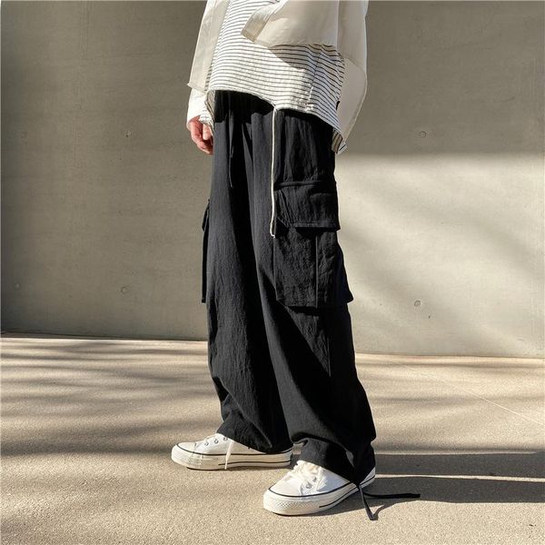 cotton linen pants men's fashion retro pocket casual men streetwear loose hip-hop straight wide-leg mens trousers, Black
cotton linen pants men's fashion retro pocket casual men streetwear loose hip-hop straight wide-leg mens trousers, Black