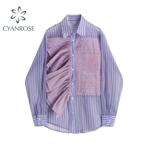 purple striped shirt women patchwork fashion casual autumn korean style long sleeve loose button up female blouses blusas 210515, White
purple striped shirt women patchwork fashion casual autumn korean style long sleeve loose button up female blouses blusas 210515, White