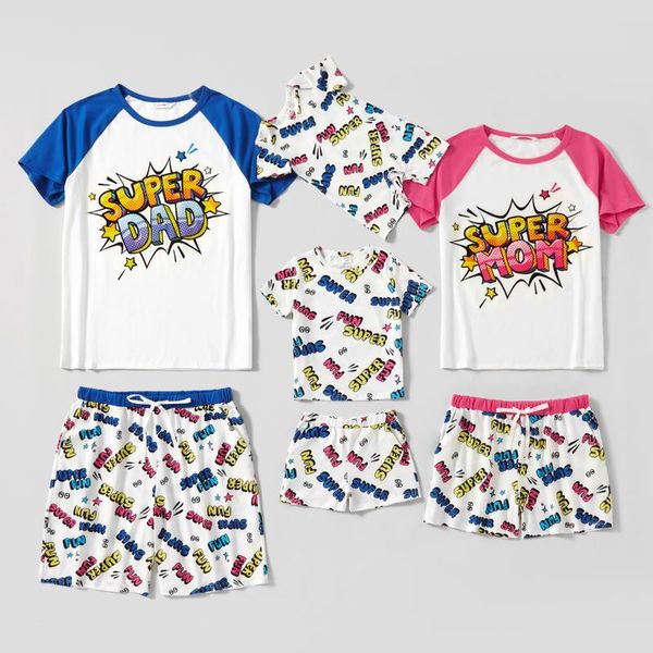 patpat summer family funny letter print raglan sleeve and shorts matching pajamas set(flame resistant) outfits, Blue
patpat summer family funny letter print raglan sleeve and shorts matching pajamas set(flame resistant) outfits, Blue