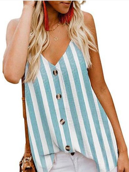 summer style women's striped camisole 2021 v-neck button sleeveless shirt vest plus size blue black tanks & camis, White
summer style women's striped camisole 2021 v-neck button sleeveless shirt vest plus size blue black tanks & camis, White