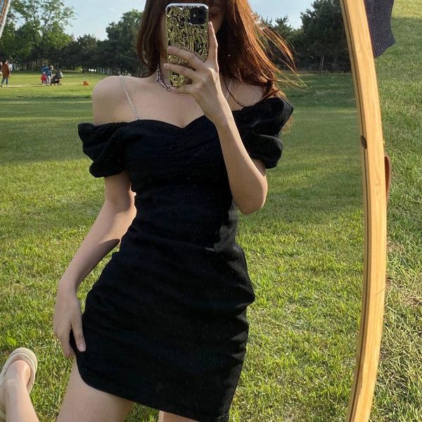 casual dresses women one line shoulder summer small black skirt within vestido de mujer femme robe, Black;gray
casual dresses women one line shoulder summer small black skirt within vestido de mujer femme robe, Black;gray