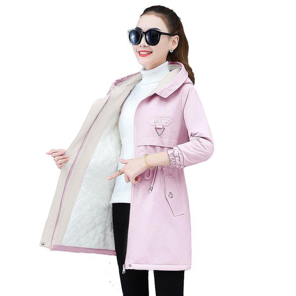 women's trench coats plus velvet thick windbreaker women 2021 medium long size warm coat outerwear woman autumn winter hooded jacket la, Tan;black
women's trench coats plus velvet thick windbreaker women 2021 medium long size warm coat outerwear woman autumn winter hooded jacket la, Tan;black