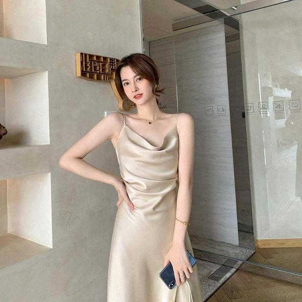 casual dresses women satin strap dress sleeveless v-neck a-line solid color midi waist design party dating charming summer, Black;gray
casual dresses women satin strap dress sleeveless v-neck a-line solid color midi waist design party dating charming summer, Black;gray