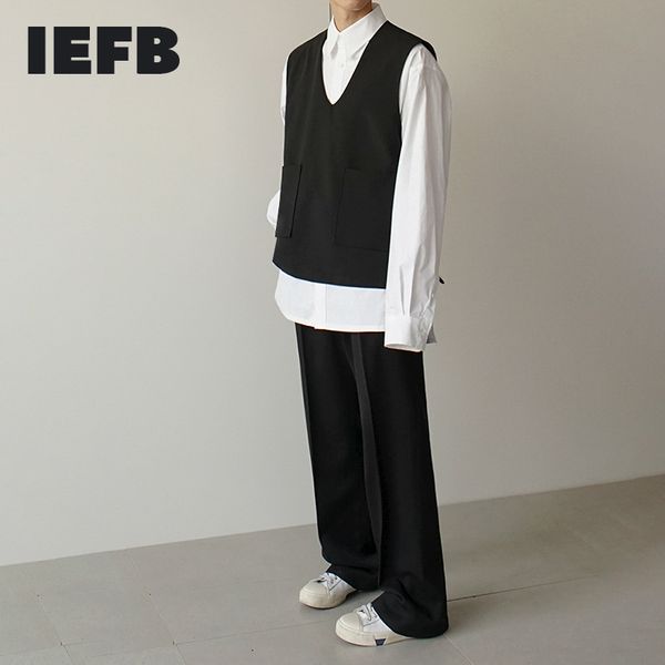iefb spring v-neck vest korean fashion loose sleeveless sweatshirt fabric waistcoat men's causal clothes 9y5674 210524, Black;white
iefb spring v-neck vest korean fashion loose sleeveless sweatshirt fabric waistcoat men's causal clothes 9y5674 210524, Black;white