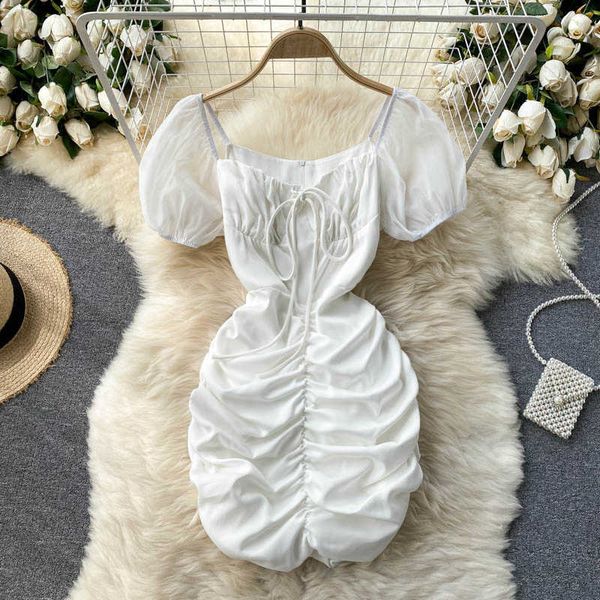 black/white draped bodycon dress women summer square collar mesh short sleeve high waist halter mini vestidos female 2021 y0603, Black;gray
black/white draped bodycon dress women summer square collar mesh short sleeve high waist halter mini vestidos female 2021 y0603, Black;gray