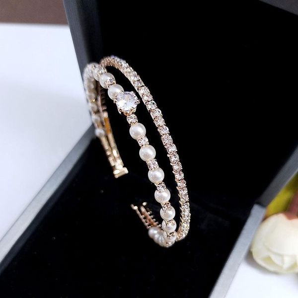 luxury female crystal round chain bracelet rose gold silver color open bracelets for women charm bride pearl party, Golden;silver
luxury female crystal round chain bracelet rose gold silver color open bracelets for women charm bride pearl party, Golden;silver