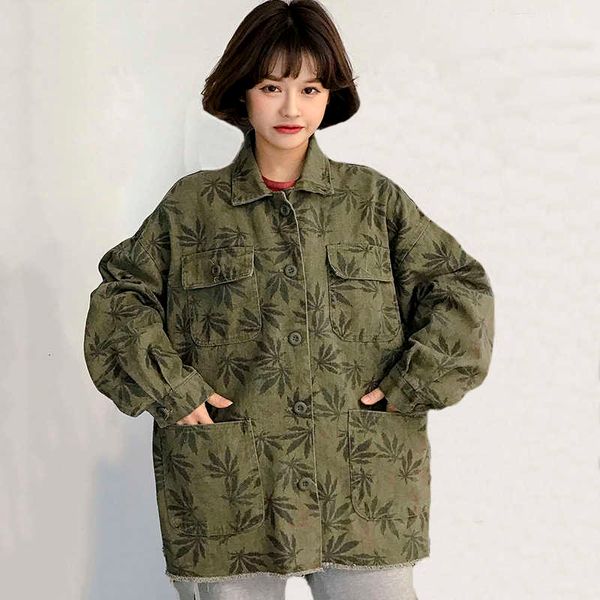 vintage casual loose jeans jacket camouflage bf harajuku women's autumn streetwear pockets denim 210531, Black;brown
vintage casual loose jeans jacket camouflage bf harajuku women's autumn streetwear pockets denim 210531, Black;brown