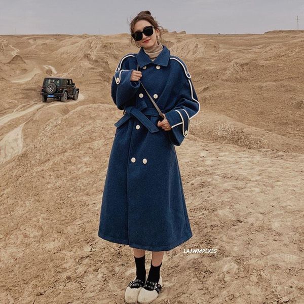 women's wool & blends 2021 winter woolen coat for women blue double breasted lapel british style over knee thick warm outwear female dj, Black
women's wool & blends 2021 winter woolen coat for women blue double breasted lapel british style over knee thick warm outwear female dj, Black