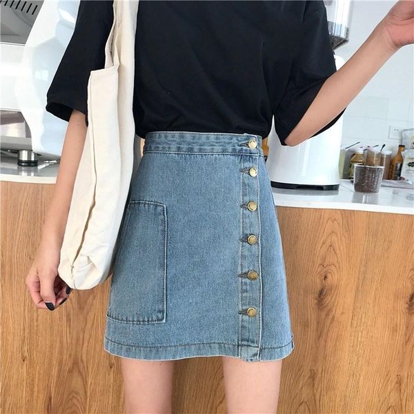 skirts 2021 summer high waist a-line mini women arrivals single button pockets black blue jean
skirts 2021 summer high waist a-line mini women arrivals single button pockets black blue jean