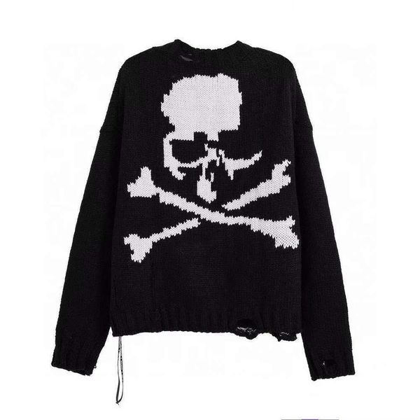 autumn and winter high street hole women lovers skull round neck knitted long sleeved sweater, White;black
autumn and winter high street hole women lovers skull round neck knitted long sleeved sweater, White;black