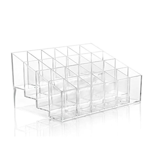 clear acrylic 24 grid makeup organizer storage box lipstick nail polish display stand holder cosmetic jewelry case boxes & bins 
clear acrylic 24 grid makeup organizer storage box lipstick nail polish display stand holder cosmetic jewelry case boxes & bins