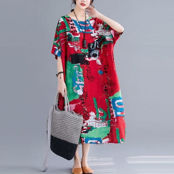 oversized women cotton linen long dress new arrival summer vintage style o-neck print female loose casual dresses s3352 210412, Black;gray
oversized women cotton linen long dress new arrival summer vintage style o-neck print female loose casual dresses s3352 210412, Black;gray