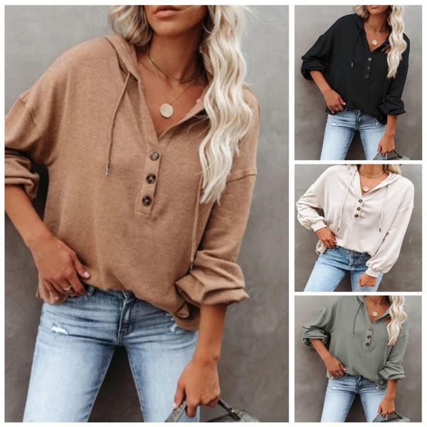 women's t-shirt fall/winter clothing solid color fashion hooded lace-up drawstring long sleeve button sweatshirt, White
women's t-shirt fall/winter clothing solid color fashion hooded lace-up drawstring long sleeve button sweatshirt, White