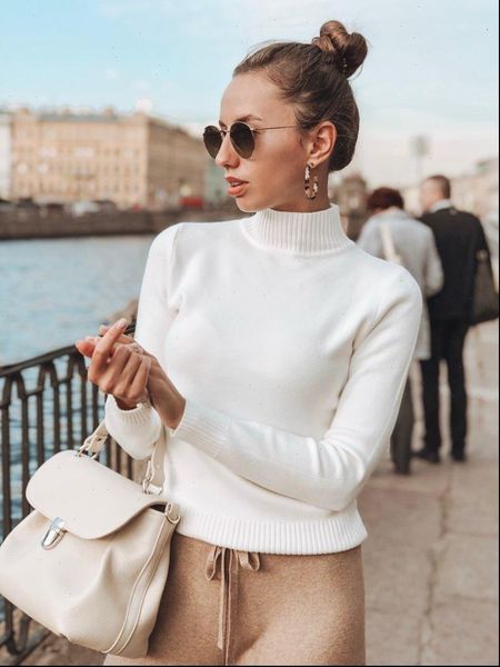 women sweater turtleneck pullover slim knitted cashmere autumn winter sweaters sweter robe pull, White;black
women sweater turtleneck pullover slim knitted cashmere autumn winter sweaters sweter robe pull, White;black
