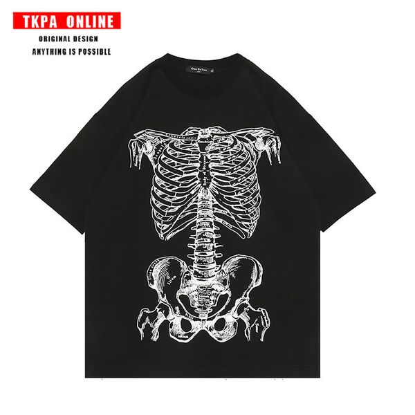 tkpa high street hip hop skeleton skull print oversize short sleeve t-shirt men's and women's loose street fashion brand top, White
tkpa high street hip hop skeleton skull print oversize short sleeve t-shirt men's and women's loose street fashion brand top, White
