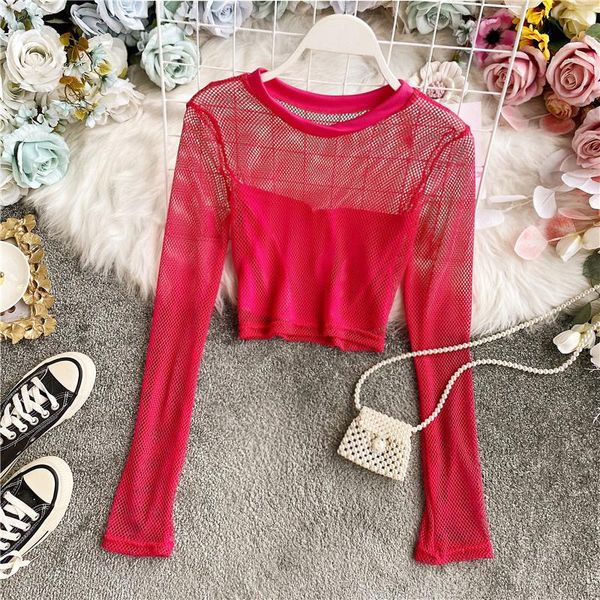 women's t-shirt beach vacation fluorescent color net yarn long-sleeved shirt hollow outer wear all-match female tide, White
women's t-shirt beach vacation fluorescent color net yarn long-sleeved shirt hollow outer wear all-match female tide, White