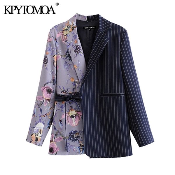 kpytomoa women fashion office wear floral print patchwork blazer coat vintage pockets with belt female outerwear chic 211019, White;black
kpytomoa women fashion office wear floral print patchwork blazer coat vintage pockets with belt female outerwear chic 211019, White;black