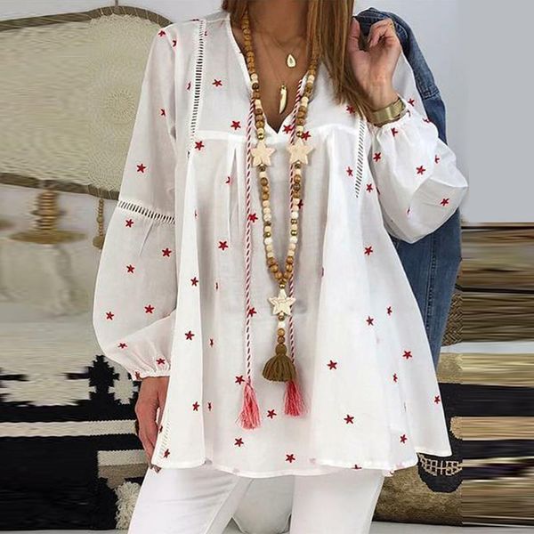 solid women shirts hollow out v neck blouse plus size spring summer casual star print long sleeve tunic fashion, White
solid women shirts hollow out v neck blouse plus size spring summer casual star print long sleeve tunic fashion, White