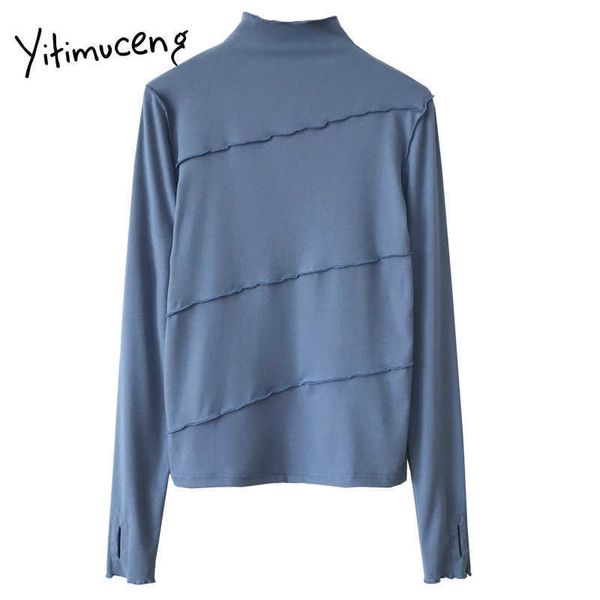 yitimuceng white woman tshirts fashion solid long sleeve half high collar patchwork clothing spring comfortable pullover 210601
yitimuceng white woman tshirts fashion solid long sleeve half high collar patchwork clothing spring comfortable pullover 210601