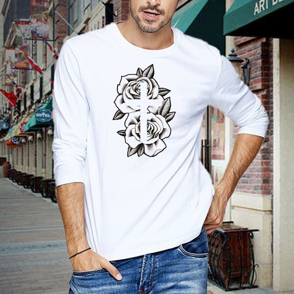 autumn new men's long sve t-shirt men's leisure trend round neck cotton t-shirt men's fashion brand, White;black
autumn new men's long sve t-shirt men's leisure trend round neck cotton t-shirt men's fashion brand, White;black