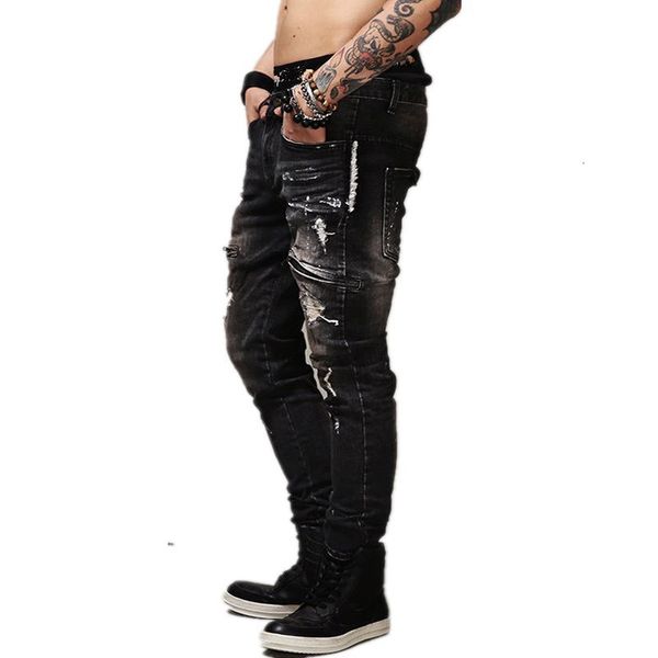 men's jeans quality zipper mens ripped biker cotton black slim fit male motorcycle pants men vintage distressed denim trousers hot, Blue
men's jeans quality zipper mens ripped biker cotton black slim fit male motorcycle pants men vintage distressed denim trousers hot, Blue