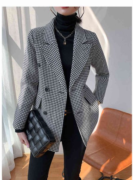 women's jackets houndstooth suit jacket ladies spring korean loose retro british style rt5c, Black;brown
women's jackets houndstooth suit jacket ladies spring korean loose retro british style rt5c, Black;brown