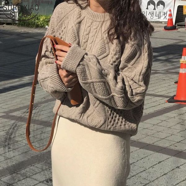 autumn and winter loose round neck pullover korean retro twist women's sweater knitted bottoming shirt female 11955 210508, White;black
autumn and winter loose round neck pullover korean retro twist women's sweater knitted bottoming shirt female 11955 210508, White;black