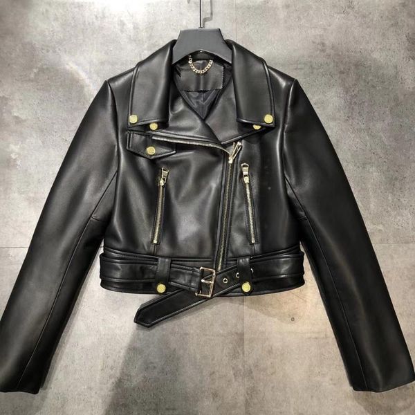 women's leather & faux high street moto&biker jacket ladies normcore genuine lambskin coat women real sheepskin outwear, Black
women's leather & faux high street moto&biker jacket ladies normcore genuine lambskin coat women real sheepskin outwear, Black